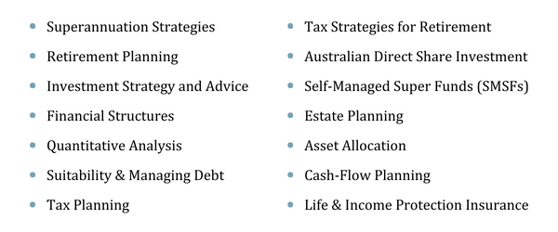 Superannuation Strategies Retirement Planning Investment Strategy and Advice Financial Structures Quantitative Analysis Suitability & Managing Debt (600 x 300 px)